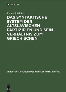 Front cover_Das syntaktische System der altslavischen Partizipien und sein Verhältnis zum Griechischen