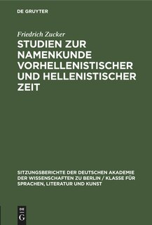 Couverture_Studien zur Namenkunde vorhellenistischer und hellenistischer Zeit