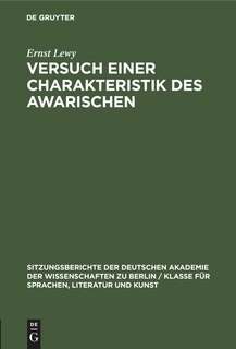 Front cover_Versuch einer Charakteristik des Awarischen