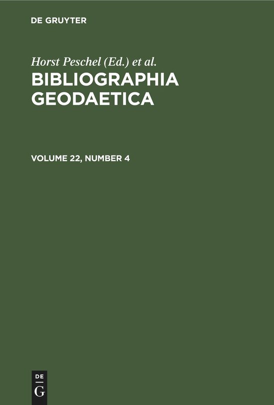 Front cover_Bibliographia Geodaetica. Volume 22, Number 4