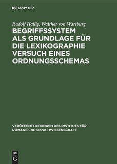 Couverture_Begriffssystem als Grundlage für die Lexikographie Versuch eines Ordnungsschemas