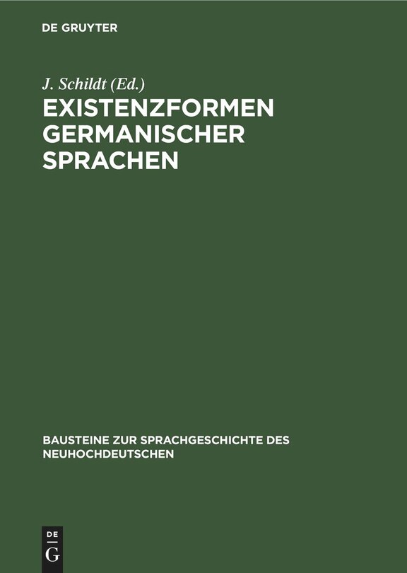 Front cover_Existenzformen germanischer Sprachen