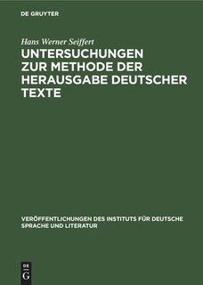 Front cover_Untersuchungen zur Methode der Herausgabe deutscher Texte