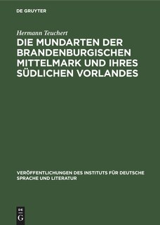 Front cover_Die Mundarten der brandenburgischen Mittelmark und ihres s&uuml;dlichen Vorlandes