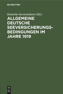 Front cover_Allgemeine Deutsche Seeversicherungs-Bedingungen im Jahre 1919
