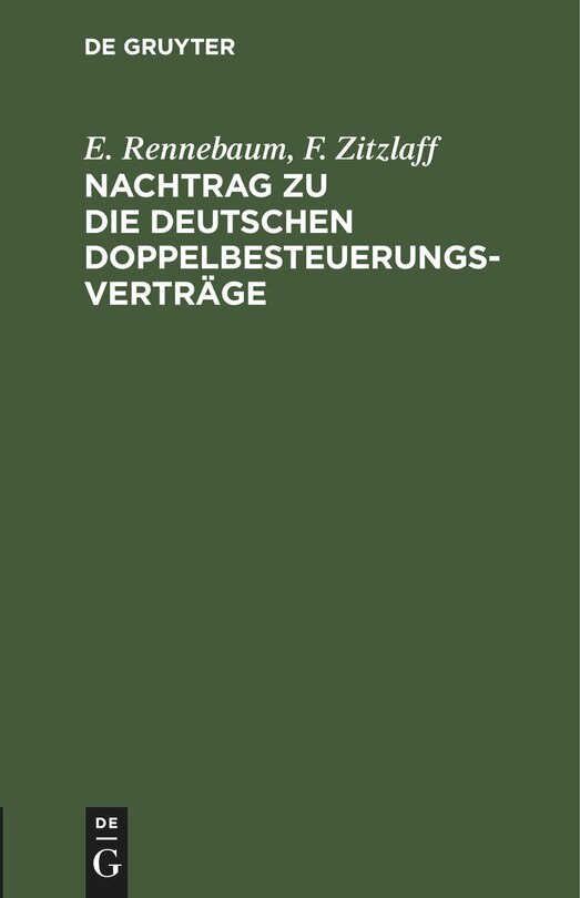 Front cover_Nachtrag zu Die deutschen Doppelbesteuerungsverträge