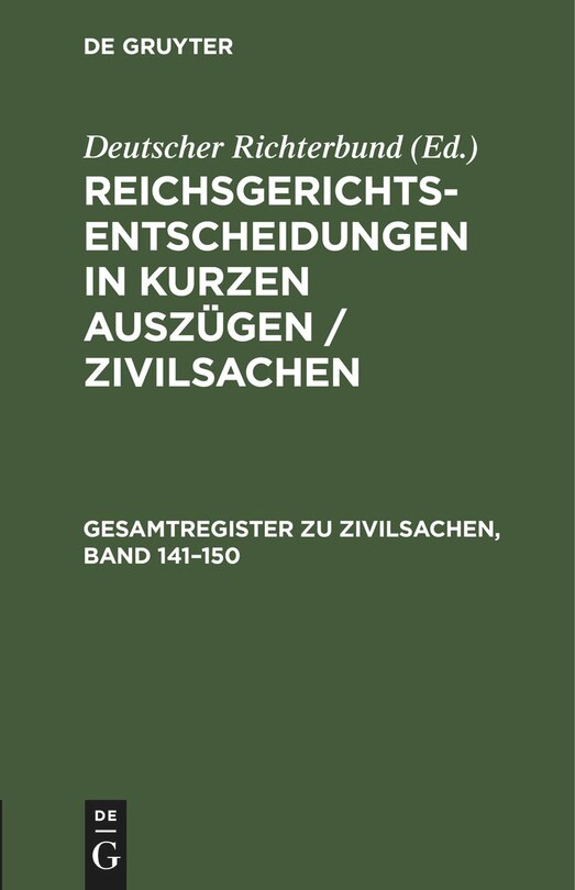 Couverture_Gesamtregister zu Zivilsachen, Band 141–150