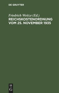 Front cover_Reichskostenordnung vom 25. November 1935