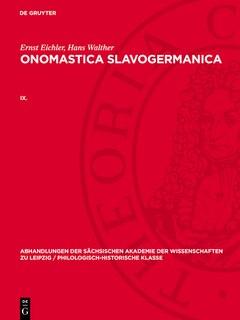 Front cover_Ernst Eichler; Hans Walther: Onomastica Slavogermanica. IX.