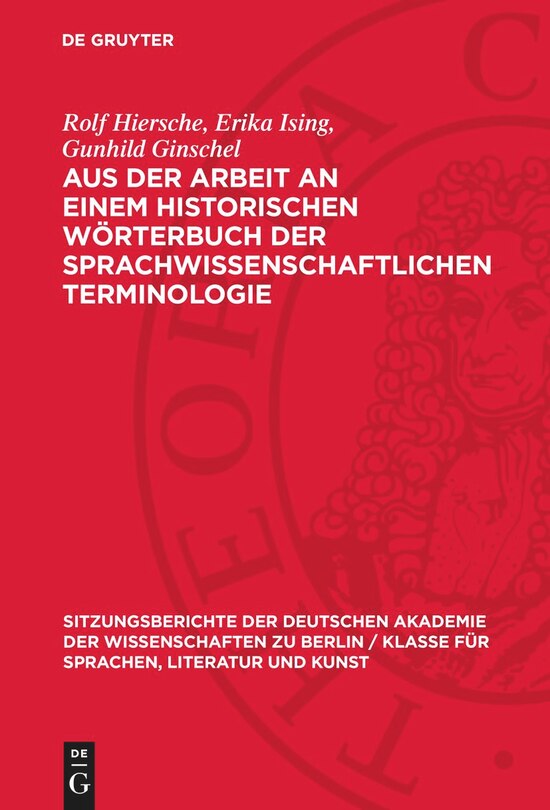 Couverture_Aus der Arbeit an einem historischen Wörterbuch der sprachwissenschaftlichen Terminologie