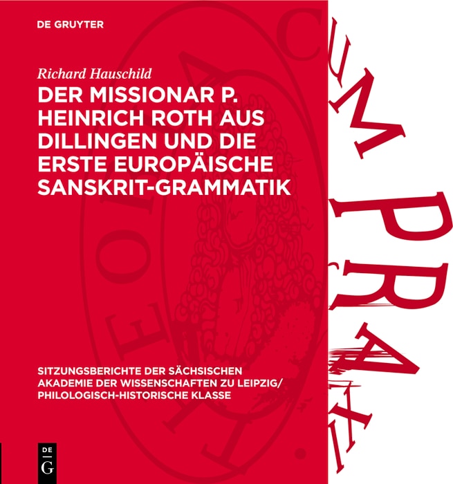 Front cover_Der Missionar P. Heinrich Roth aus Dillingen und die erste europäische Sanskrit-Grammatik