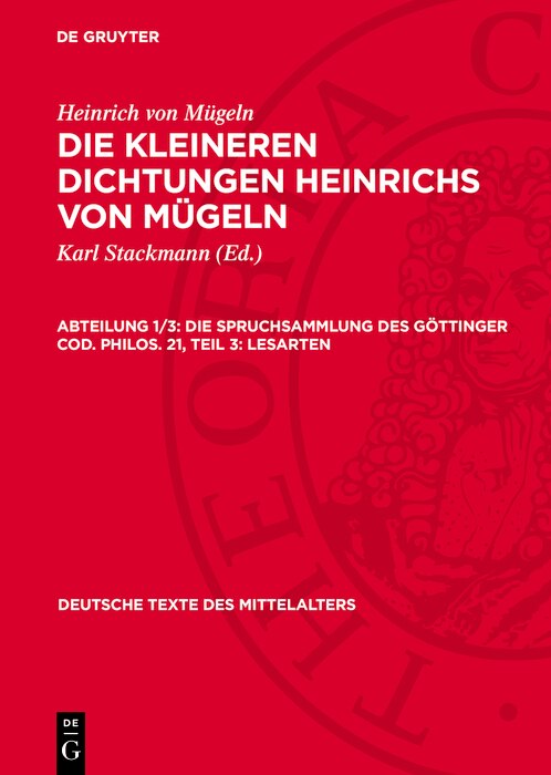 Front cover_Die Spruchsammlung des Göttinger Cod. Philos. 21, Teil 3: Lesarten