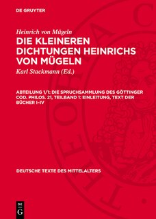 Front cover_Die Spruchsammlung des Göttinger Cod. Philos. 21, Teilband 1: Einleitung, Text der Bücher I–IV