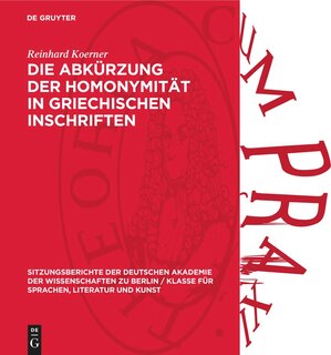 Front cover_Die Abkürzung der Homonymität in griechischen Inschriften