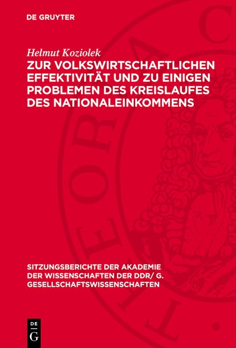 Couverture_Zur volkswirtschaftlichen Effektivität und zu einigen Problemen des Kreislaufes des Nationaleinkommens