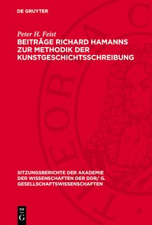 Front cover_Beiträge Richard Hamanns zur Methodik der Kunstgeschichtsschreibung