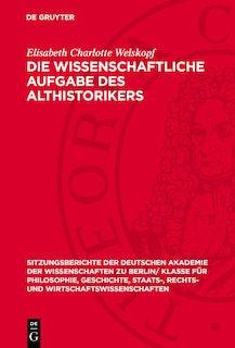 Front cover_Die wissenschaftliche Aufgabe des Althistorikers