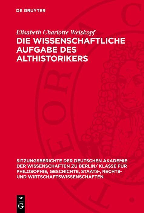 Front cover_Die wissenschaftliche Aufgabe des Althistorikers