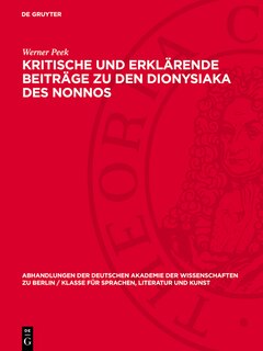 Front cover_Kritische und erklärende Beiträge zu den Dionysiaka des Nonnos