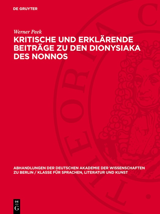 Front cover_Kritische und erklärende Beiträge zu den Dionysiaka des Nonnos