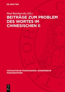 Couverture_Beiträge zum Problem des Wortes im Chinesischen II