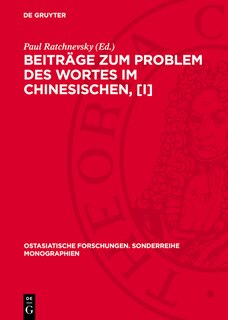 Front cover_Beiträge zum Problem des Wortes im Chinesischen, [I]