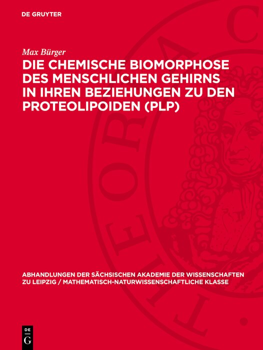 Couverture_Die chemische Biomorphose des menschlichen Gehirns in ihren Beziehungen zu den Proteolipoiden (PLP)