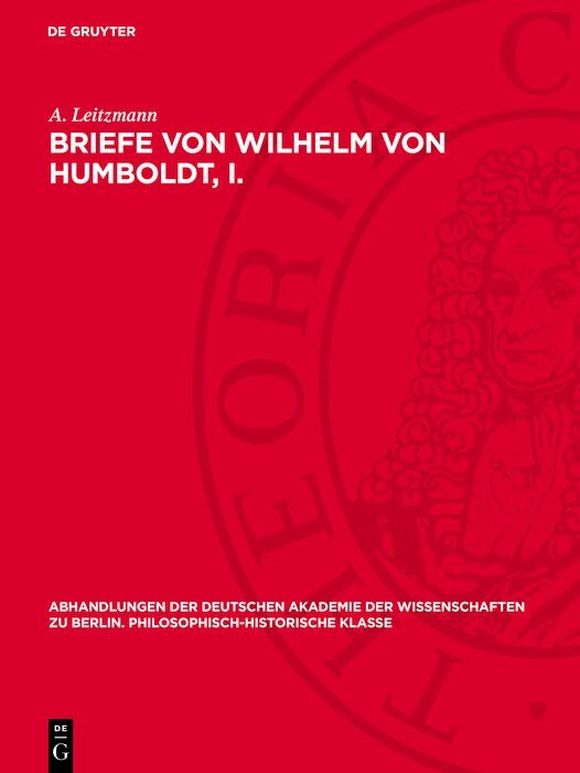 Front cover_Briefe von Wilhelm von Humboldt, I.
