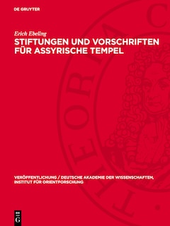 Front cover_Stiftungen und Vorschriften f&uuml;r assyrische Tempel