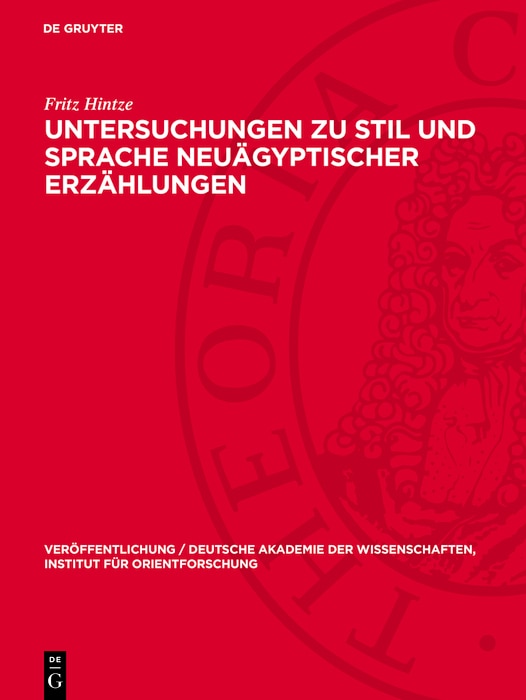 Couverture_Untersuchungen zu Stil und Sprache neuägyptischer Erzählungen