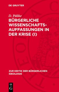 Couverture_Bürgerliche Wissenschaftsauffassungen in der Krise (I)