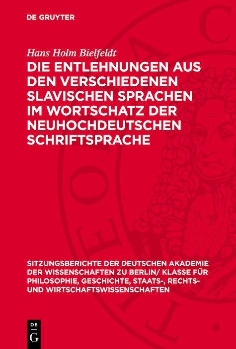 Front cover_Die Entlehnungen aus den verschiedenen slavischen Sprachen im Wortschatz der neuhochdeutschen Schriftsprache
