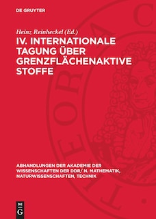 Front cover_IV. Internationale Tagung über Grenzflächenaktive Stoffe