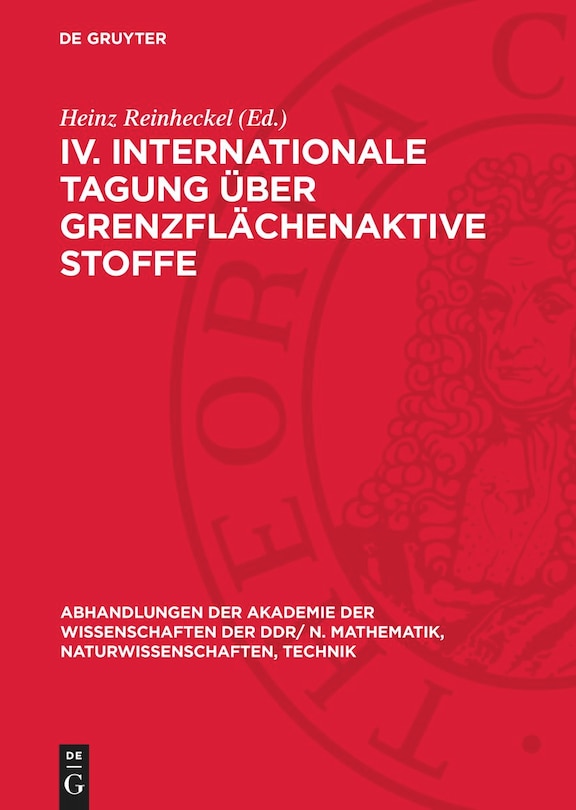 Front cover_IV. Internationale Tagung über Grenzflächenaktive Stoffe