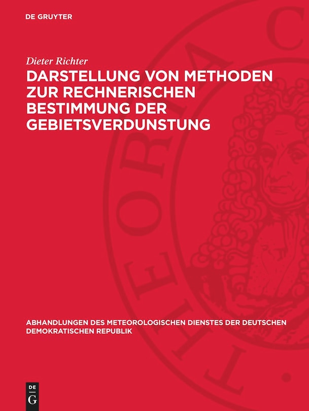 Couverture_Darstellung von Methoden zur rechnerischen Bestimmung der Gebietsverdunstung