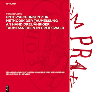 Front cover_Untersuchungen zur Methodik der Taumessung an Hand dreijähriger Taumeßreihen in Greifswald