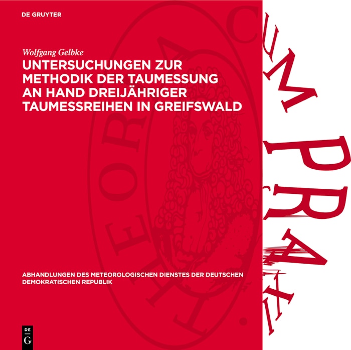 Front cover_Untersuchungen zur Methodik der Taumessung an Hand dreijähriger Taumeßreihen in Greifswald