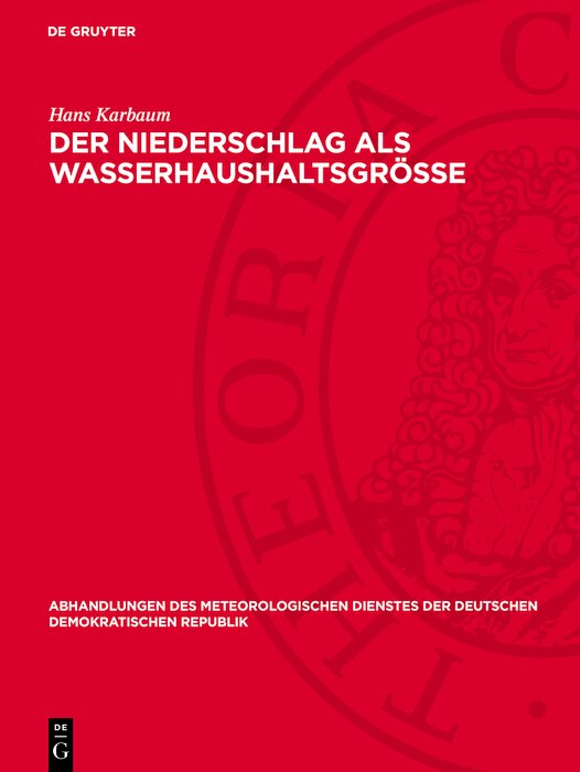 Front cover_Der Niederschlag als Wasserhaushaltsgröße
