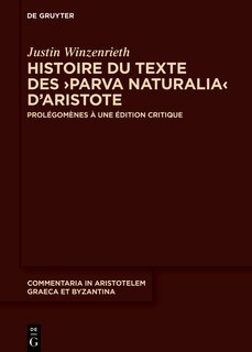 Couverture_Histoire du texte des ›Parva naturalia‹ d’Aristote