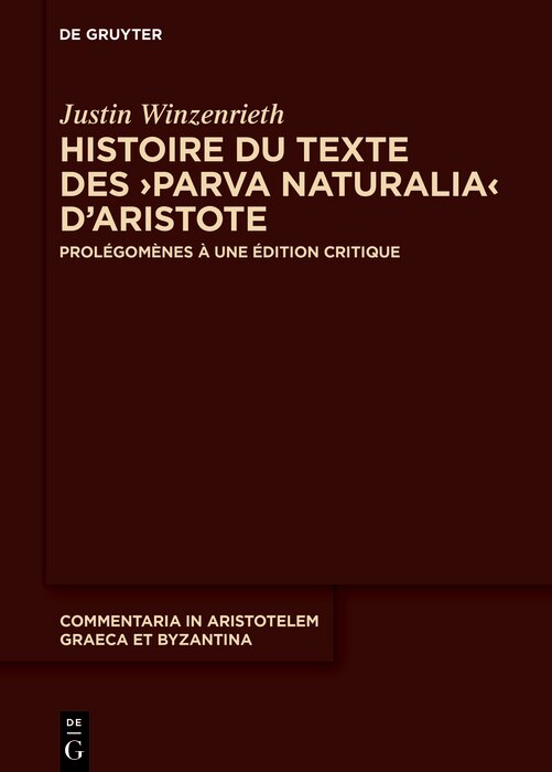 Couverture_Histoire du texte des ›Parva naturalia‹ d’Aristote
