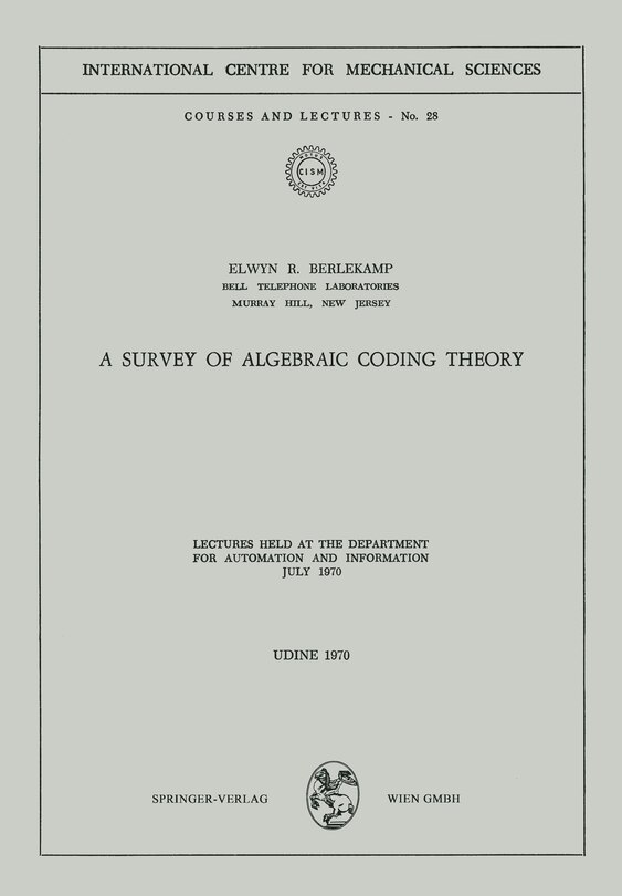 Front cover_A Survey of Algebraic Coding Theory