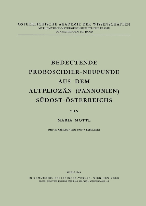 Front cover_Bedeutende Proboscidier-neufunde Aus Dem Altpliozän (pannonien) Südost-österreichs