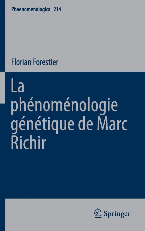 Couverture_La Phenomenologie Genetique De Marc Richir