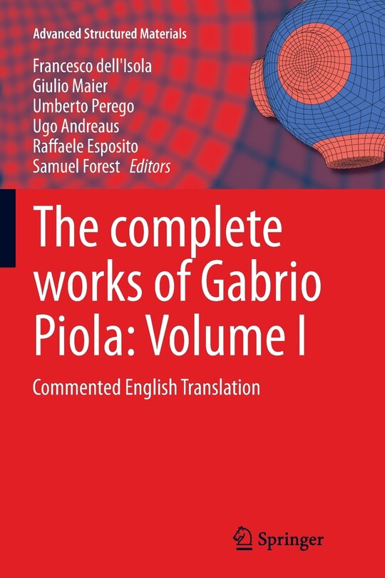 Front cover_The Complete Works Of Gabrio Piola: Volume I