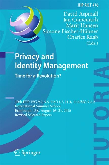 Front cover_Privacy and Identity Management. Time for a Revolution?