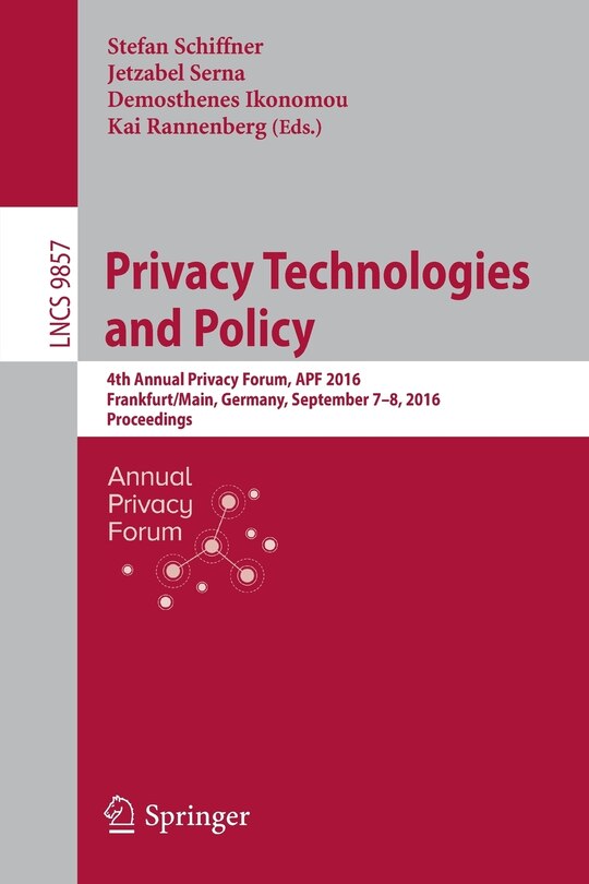 Front cover_Privacy Technologies And Policy