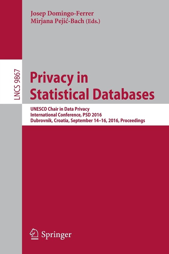 Front cover_Privacy in Statistical Databases