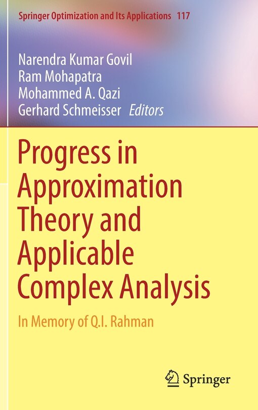 Front cover_Progress In Approximation Theory And Applicable Complex Analysis