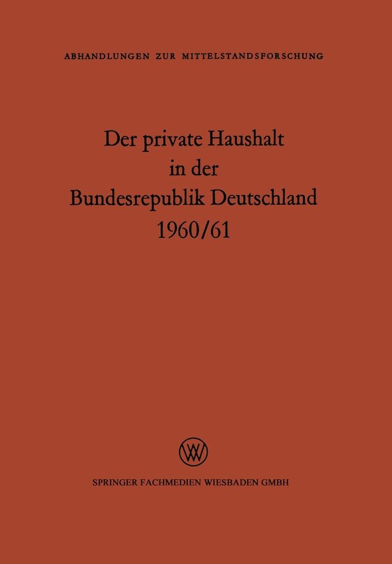 Front cover_Der private Haushalt in der Bundesrepublik Deutschland 1960/61