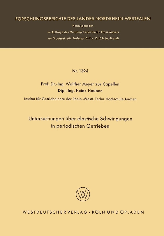 Couverture_Untersuchungen über elastische Schwingungen in periodischen Getrieben